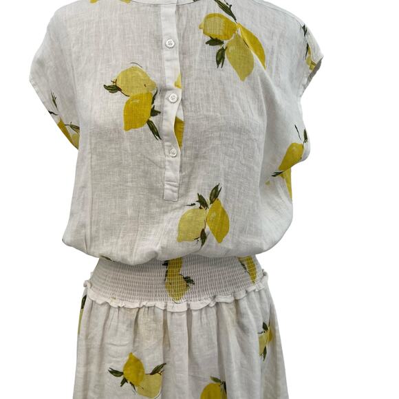 Rails Angelina Dress Mini Linen Citronnade Lemon Print White Yellow Size Small - Picture 4 of 13